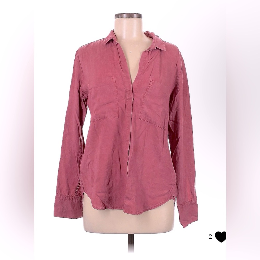 Cloth & Stone Button-Down Top Sz M in Dusty Rose Mauve Color